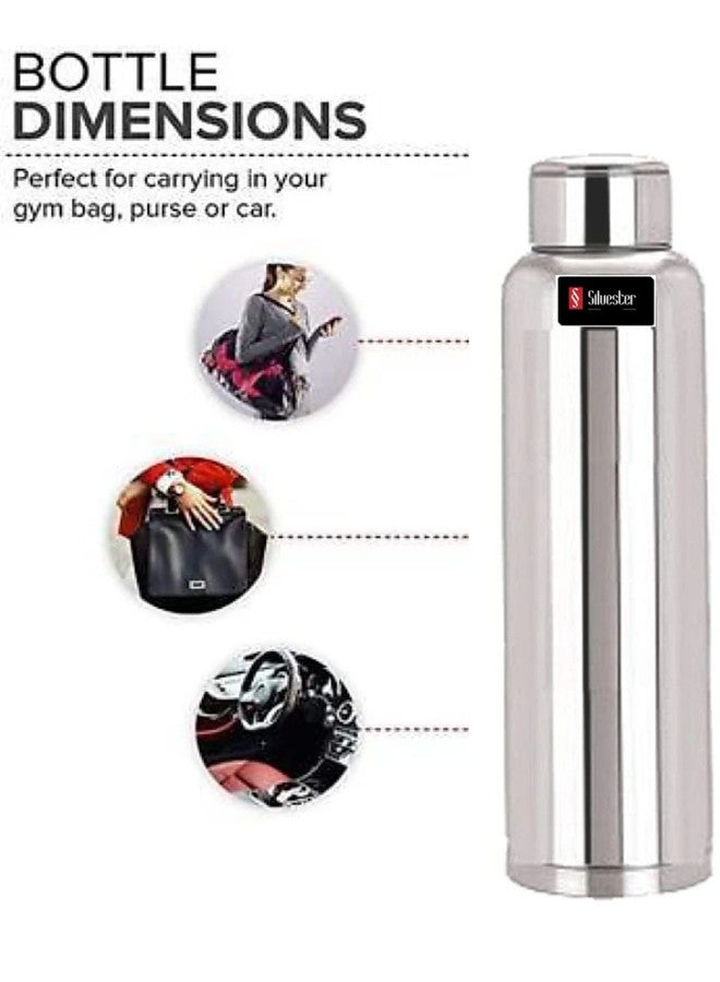 Silvester Stainless Steel Water Bottle 1000ml Each | Silver Leakproof BPA-Free Rust-Free Bottle for Gym, Office, College, Sports, Fridge and Travel | Durable, Easy to Clean, Reusable (Pack of 2) - Image 5